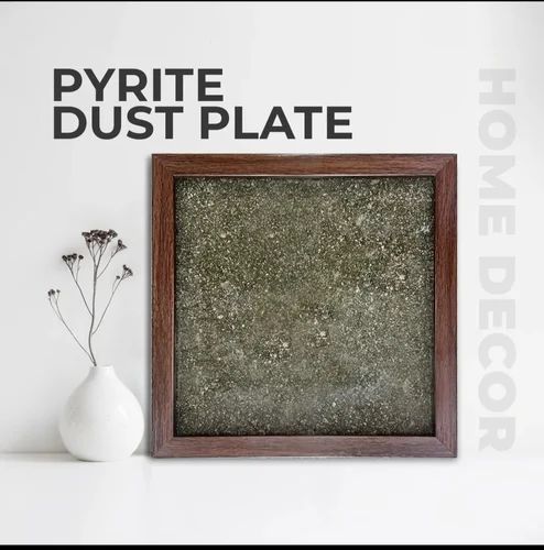 Natural Pyrite Dust Plate (with complementary wooden frame) - noQMall