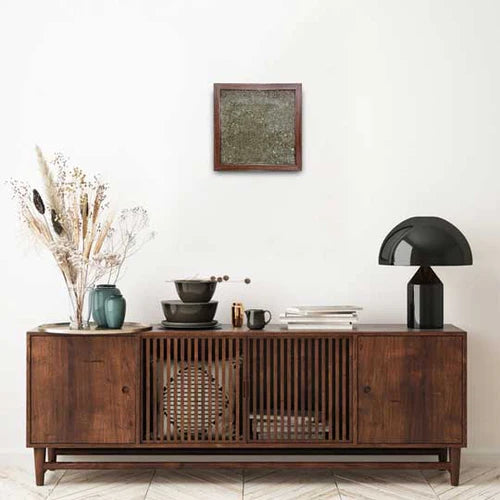 Natural Pyrite Dust Plate (with complementary wooden frame) - noQMall