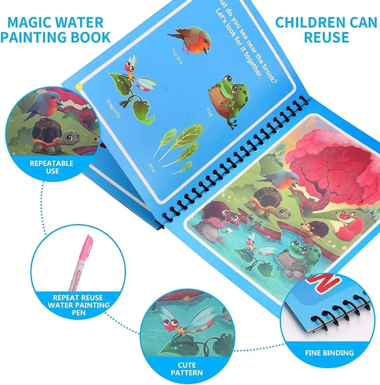 Magic Water Quick Dry Book (Pack of 4) - Fun for Kids! - noQMall