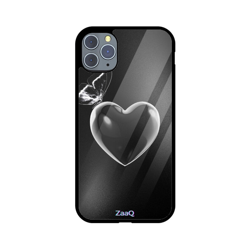 ZaaQ Premium Fluid Black Heart Glass Phone Case | Sleek 360° Protection - noQMall