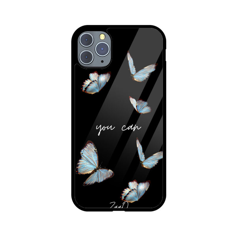 Black Delicate Phase ZaaQ Premium Glass Case for iPhones – Style Meets Protection - noQMall