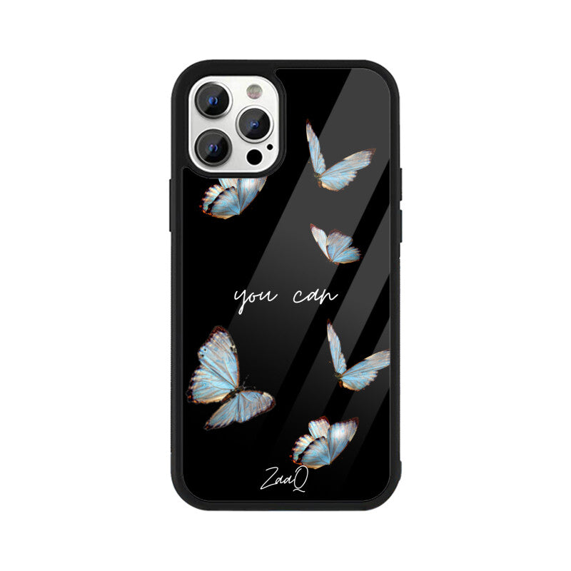Black Delicate Phase ZaaQ Premium Glass Case for iPhones – Style Meets Protection - noQMall