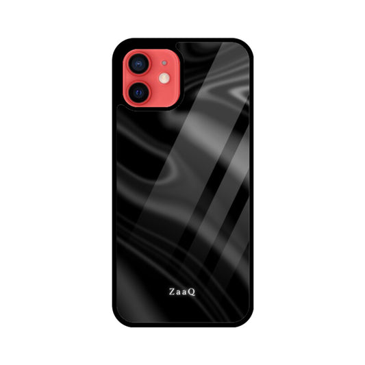 Black wave themed design Premium Glass Back Case