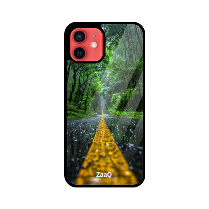 ZaaQ Premium Glass Back Case - Road Lined Theme, Stylish & Protective - noQMall