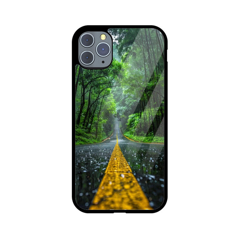 ZaaQ Premium Glass Back Case - Road Lined Theme, Stylish & Protective