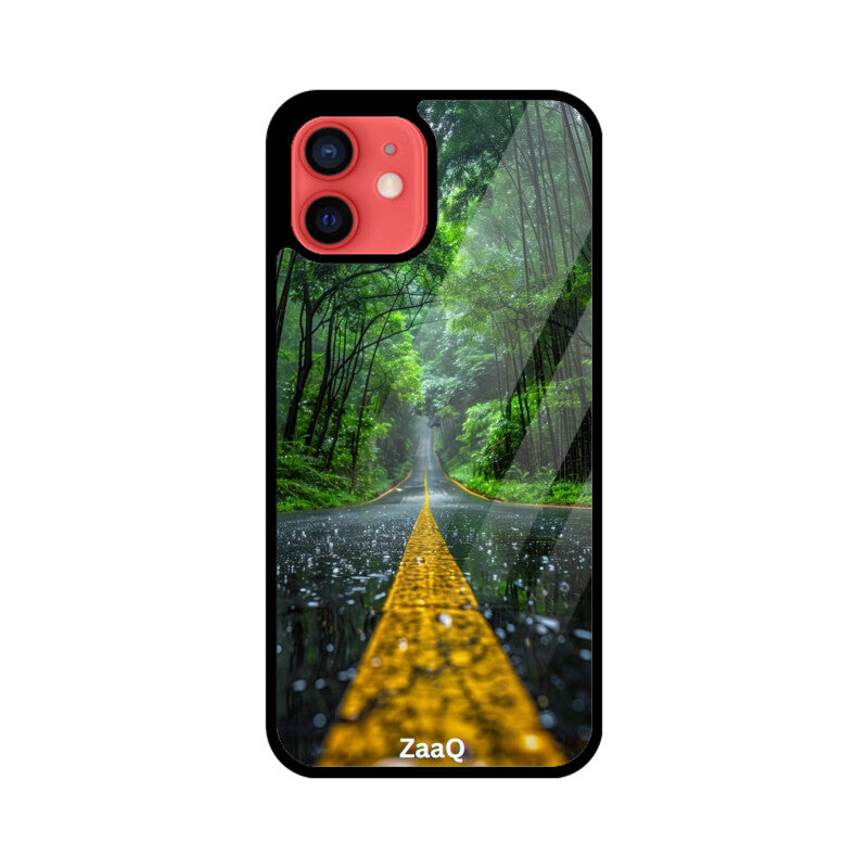ZaaQ Premium Glass Back Case - Road Lined Theme, Stylish & Protective - noQMall