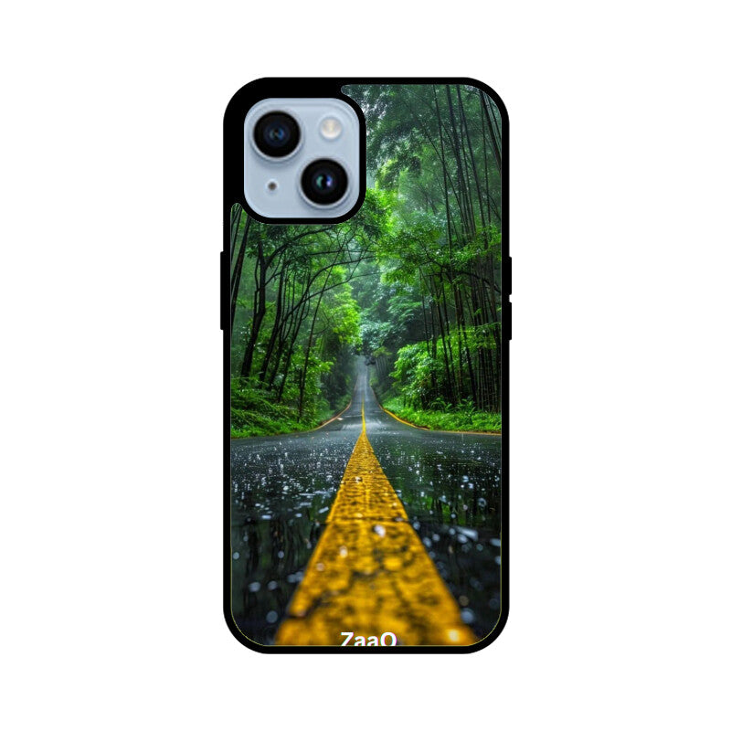 ZaaQ Premium Glass Back Case - Road Lined Theme, Stylish & Protective