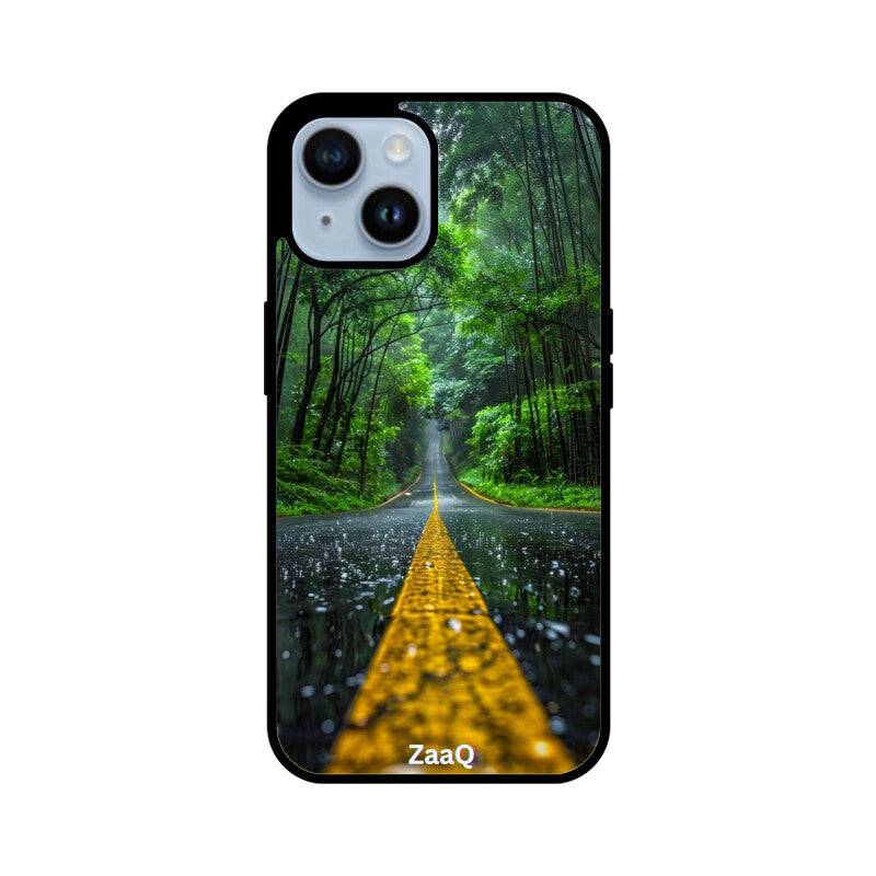 ZaaQ Premium Glass Back Case - Road Lined Theme, Stylish & Protective