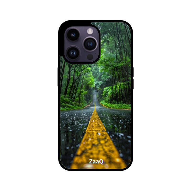 ZaaQ Premium Glass Back Case - Road Lined Theme, Stylish & Protective - noQMall