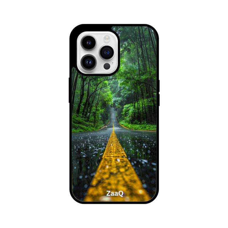 ZaaQ Premium Glass Back Case - Road Lined Theme, Stylish & Protective