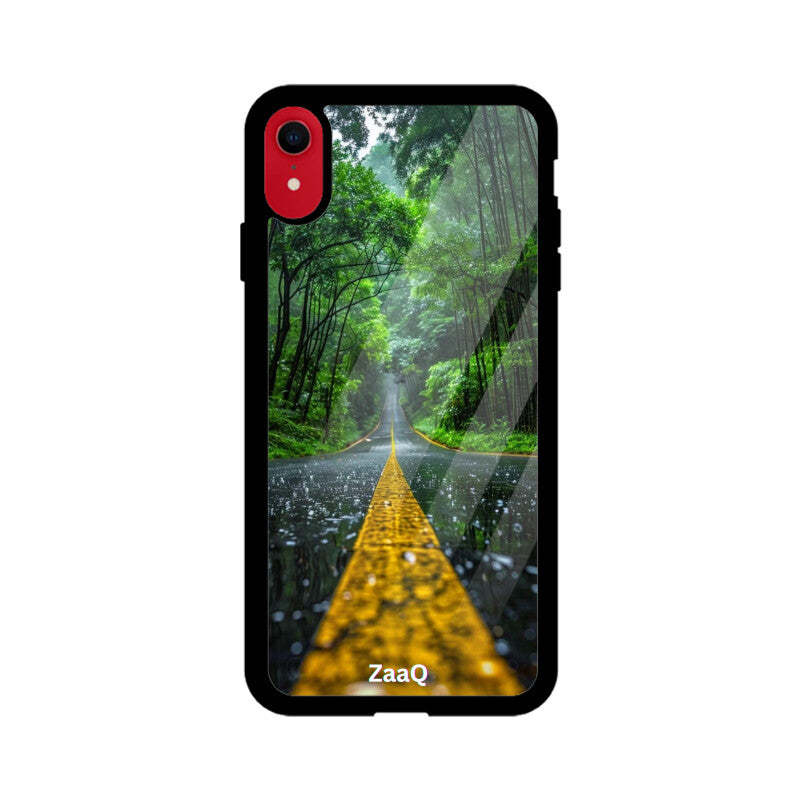 ZaaQ Premium Glass Back Case - Road Lined Theme, Stylish & Protective - noQMall