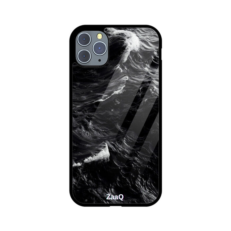 ZaaQ Premium Glass Back Case - Black Storm, Ultimate Protection & Style