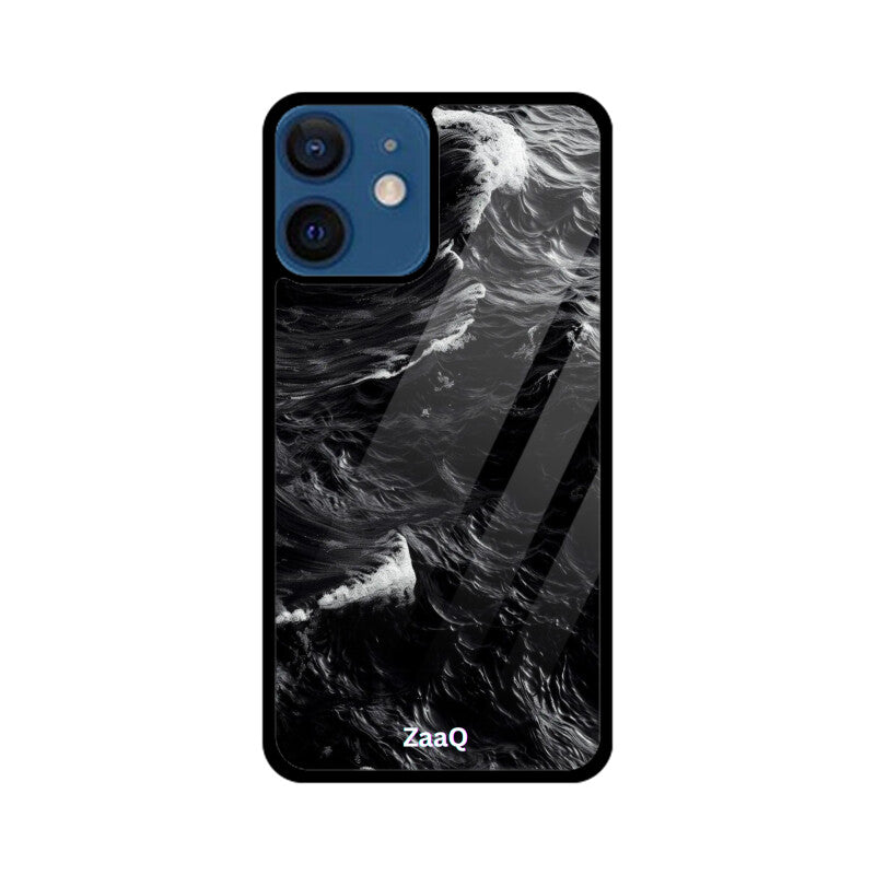 ZaaQ Premium Glass Back Case - Black Storm, Ultimate Protection & Style - noQMall