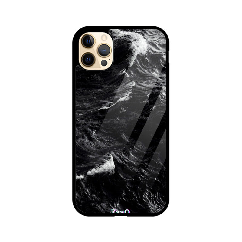 ZaaQ Premium Glass Back Case - Black Storm, Ultimate Protection & Style