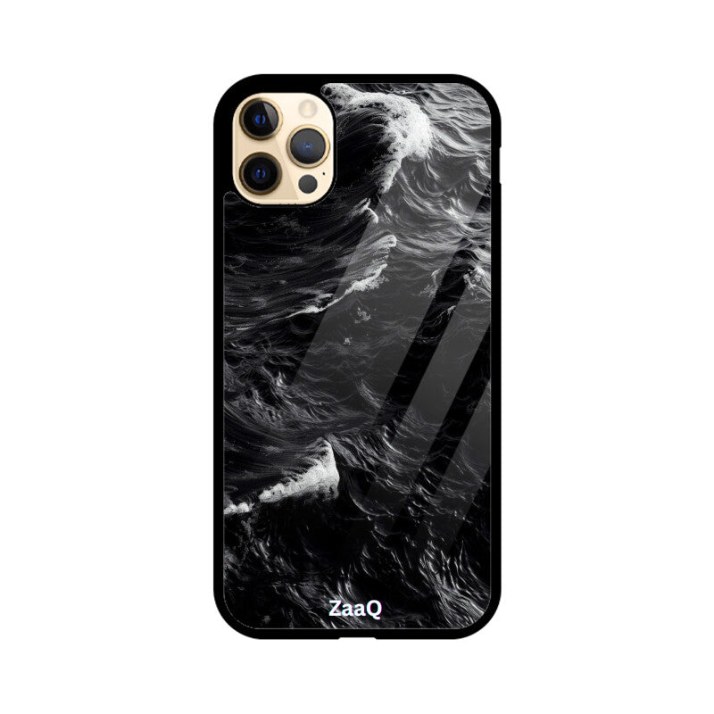 ZaaQ Premium Glass Back Case - Black Storm, Ultimate Protection & Style