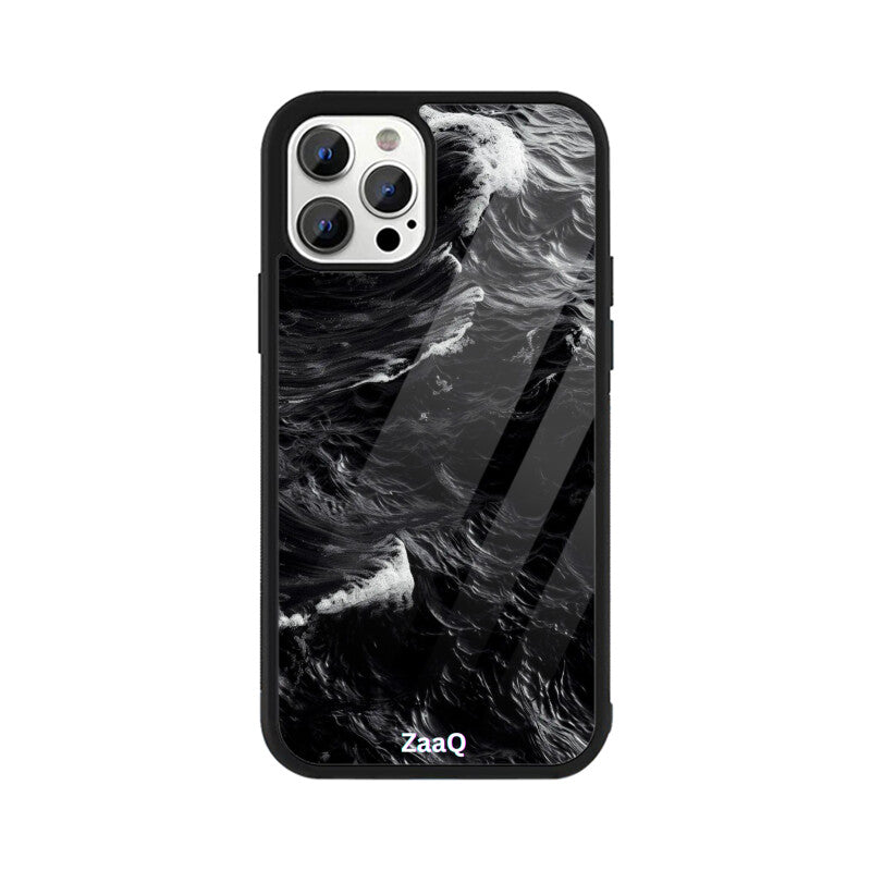 ZaaQ Premium Glass Back Case - Black Storm, Ultimate Protection & Style - noQMall