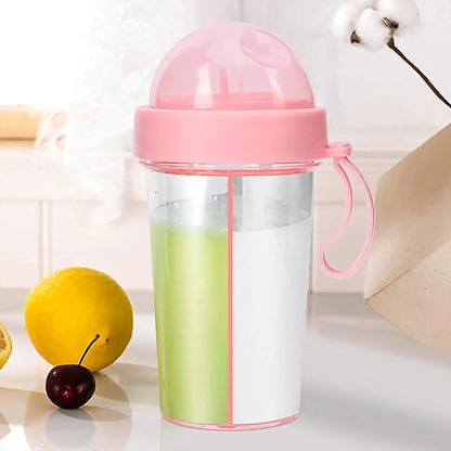 2 in 1 1000ml Dual-Use Water Bottle with Double Straws and Leakproof Cover - noQMall