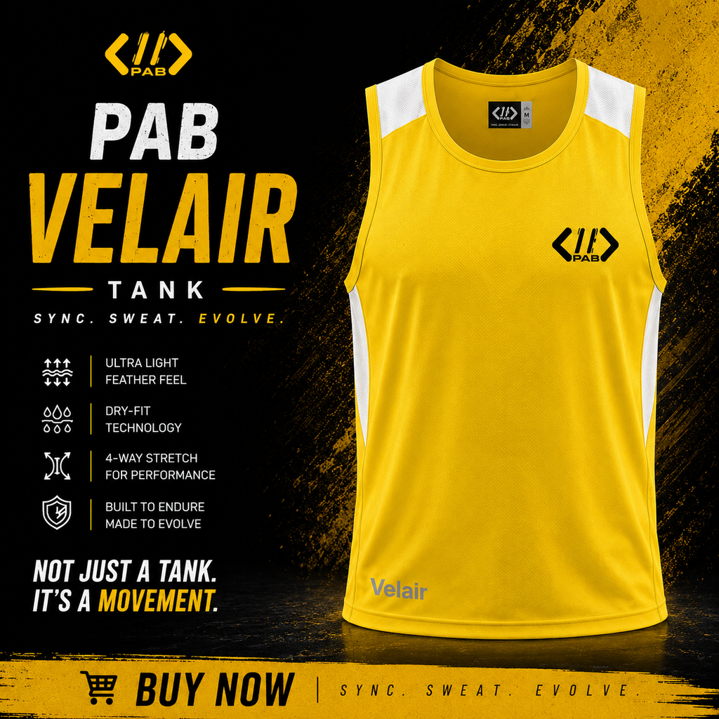 Velair by PAB | Dry Fit Unisex Tank Top Yellow | Ultra Light Breathable - noQMall
