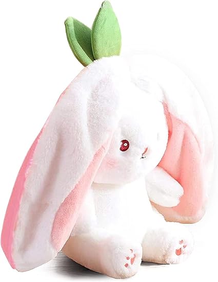 Cute Pink Strawberry Zipper Rabbit Plush – A Cuddly Companion! 🌸